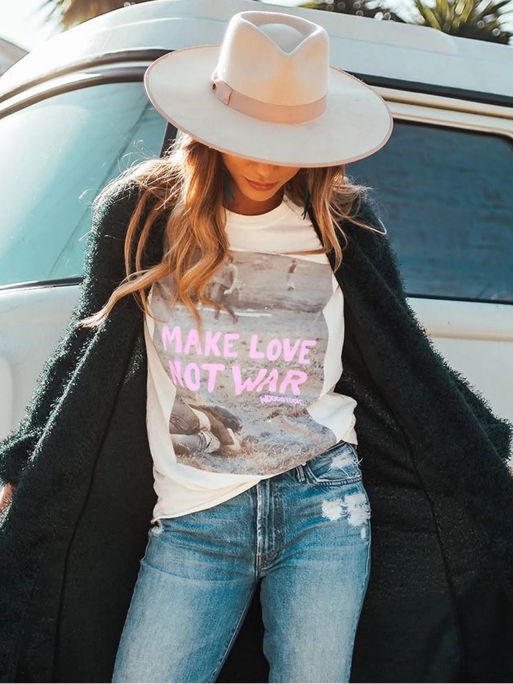 Make Love Not War Graphic Tee - White